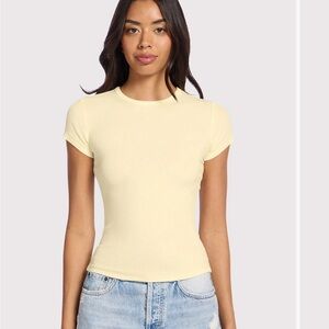 nuuds medium butter yellow slinky rib tee